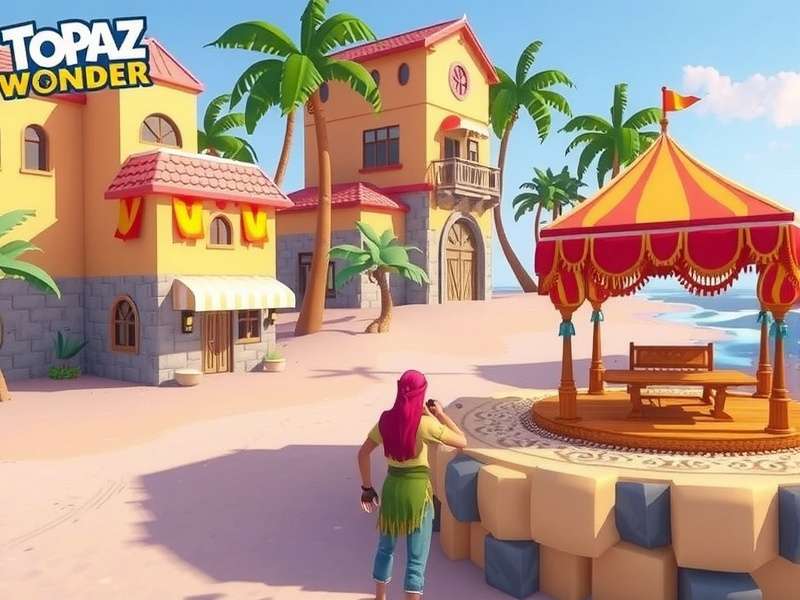 Topaz Beachside Wonder gameplay showing beach environment